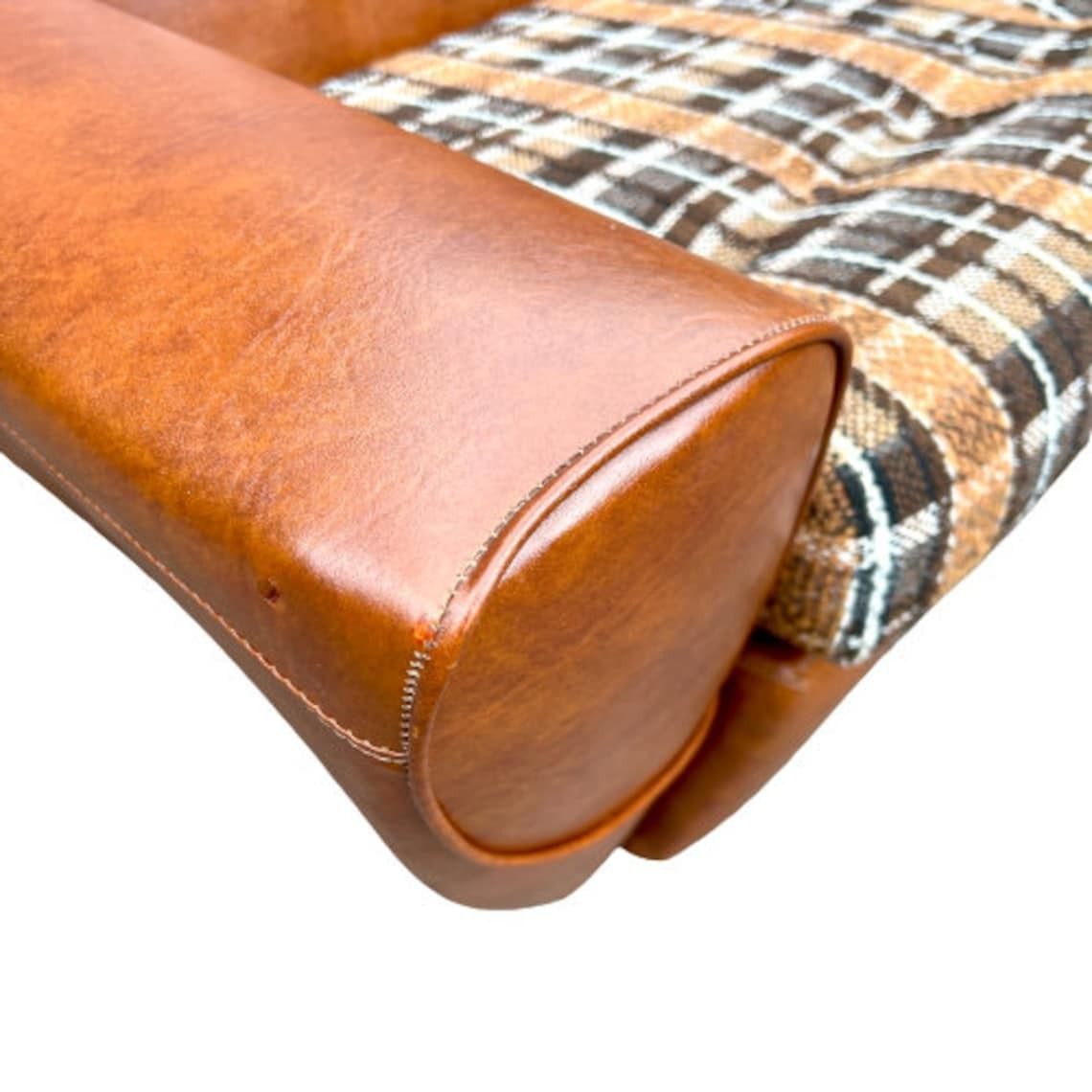 photo for sale Mid Century Brown Faux Leather Armchair