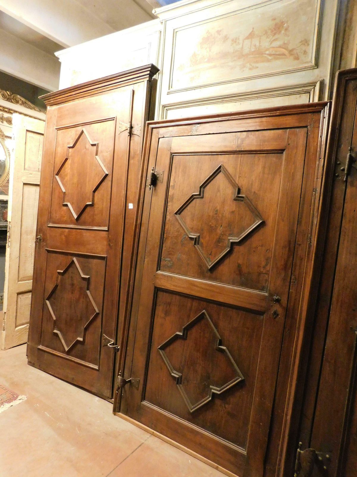 photo buy N.3 Poplar Interior Carved Doors, Not Identical, Original Iron And Frame, Italy