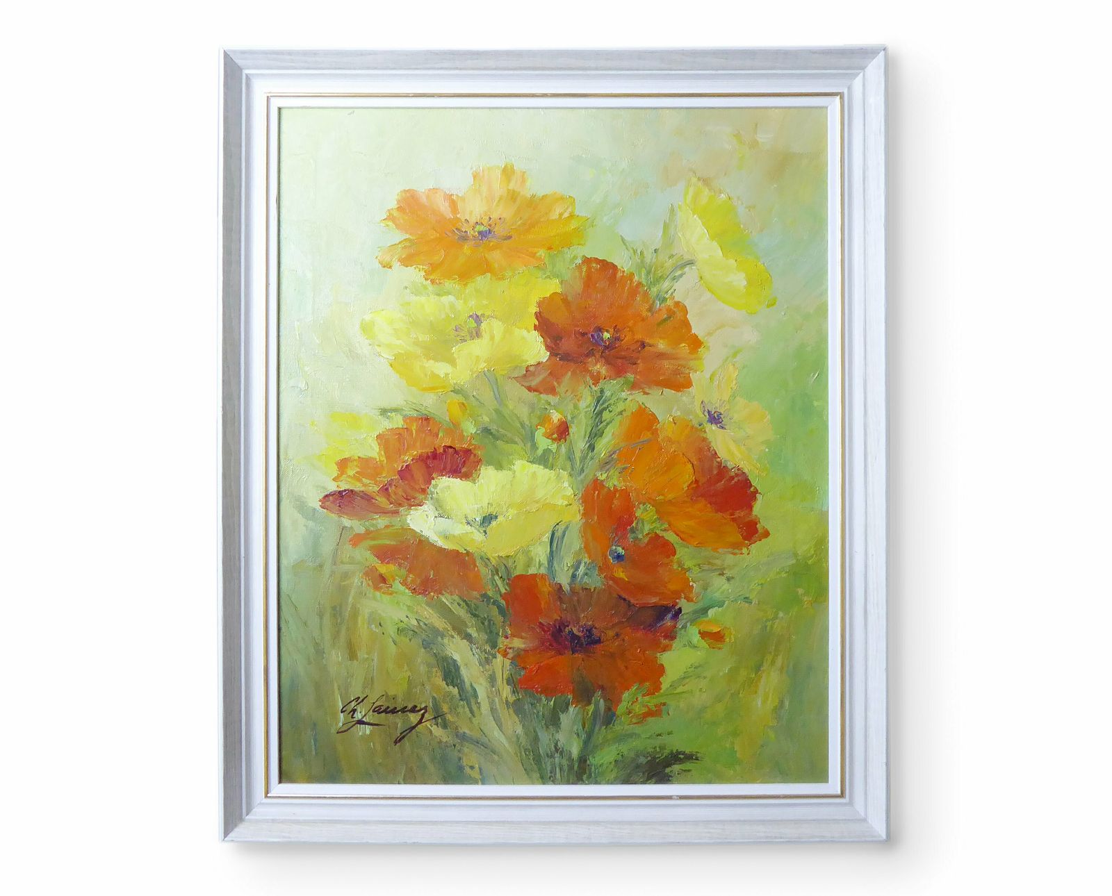 Chola Lainez Signed Original Floral Oil On Canvas photo furniture