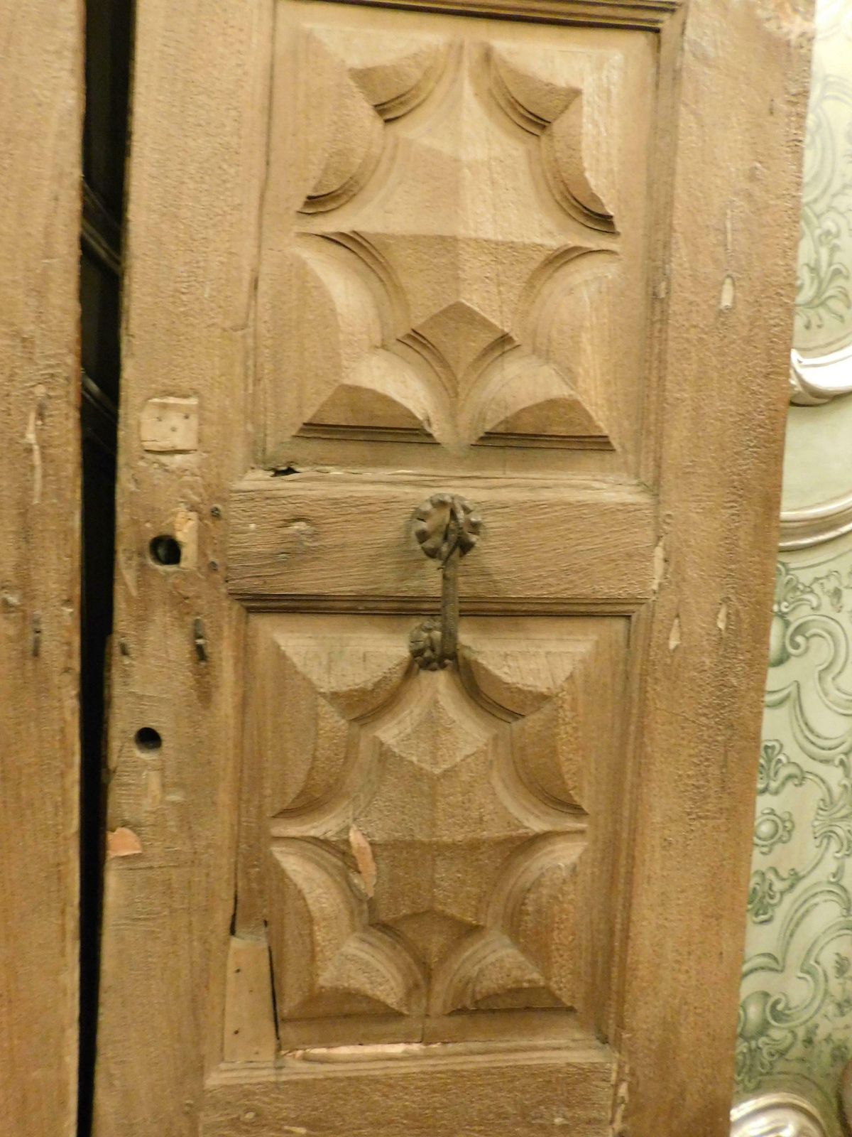 Double Entrance Main Door Carved In Walnut, Italy photo for sale