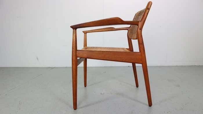 Arne Vodder Teak/Rattan Chair "Model 51" For Sibast Furniture, 1950 Denmark photo vinterior