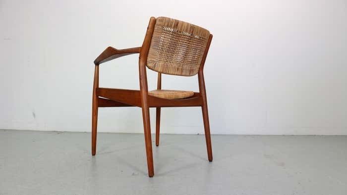 Arne Vodder Teak/Rattan Chair "Model 51" For Sibast Furniture, 1950 Denmark photo buy