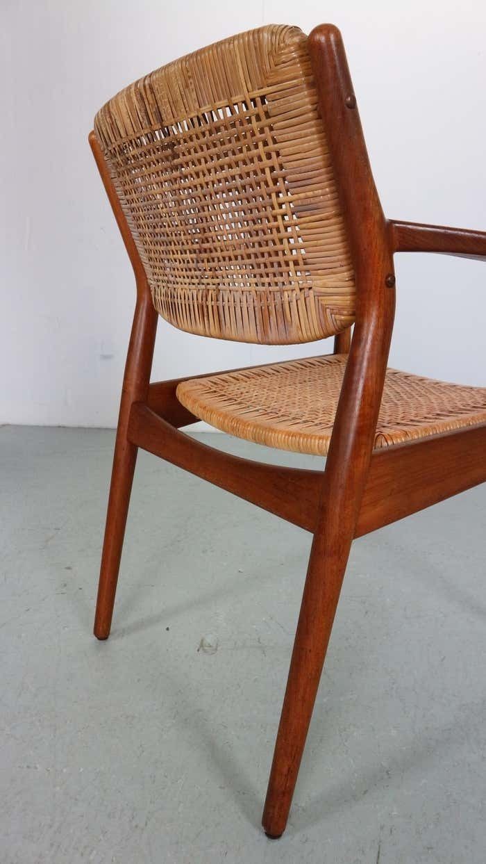 photo vintage Arne Vodder Teak/Rattan Chair "Model 51" For Sibast Furniture, 1950 Denmark