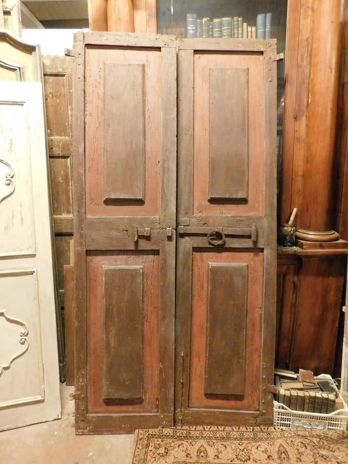 Red Lacquered Interior Double Door With Iron Bolt Italy photo Home Fixtures
