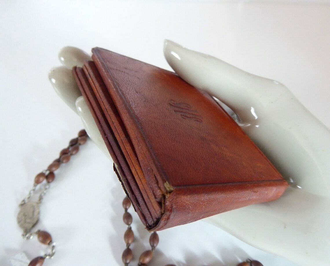 Stations Of The Cross Leather Shrine | Miniature Portable Stations Of The Cross | Way Of The Cross | Crucifixion Of Christ | Religious Gifts photo for sale