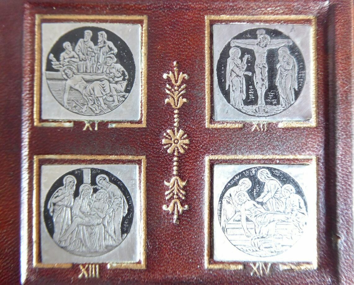 Stations Of The Cross Leather Shrine | Miniature Portable Stations Of The Cross | Way Of The Cross | Crucifixion Of Christ | Religious Gifts photo buy