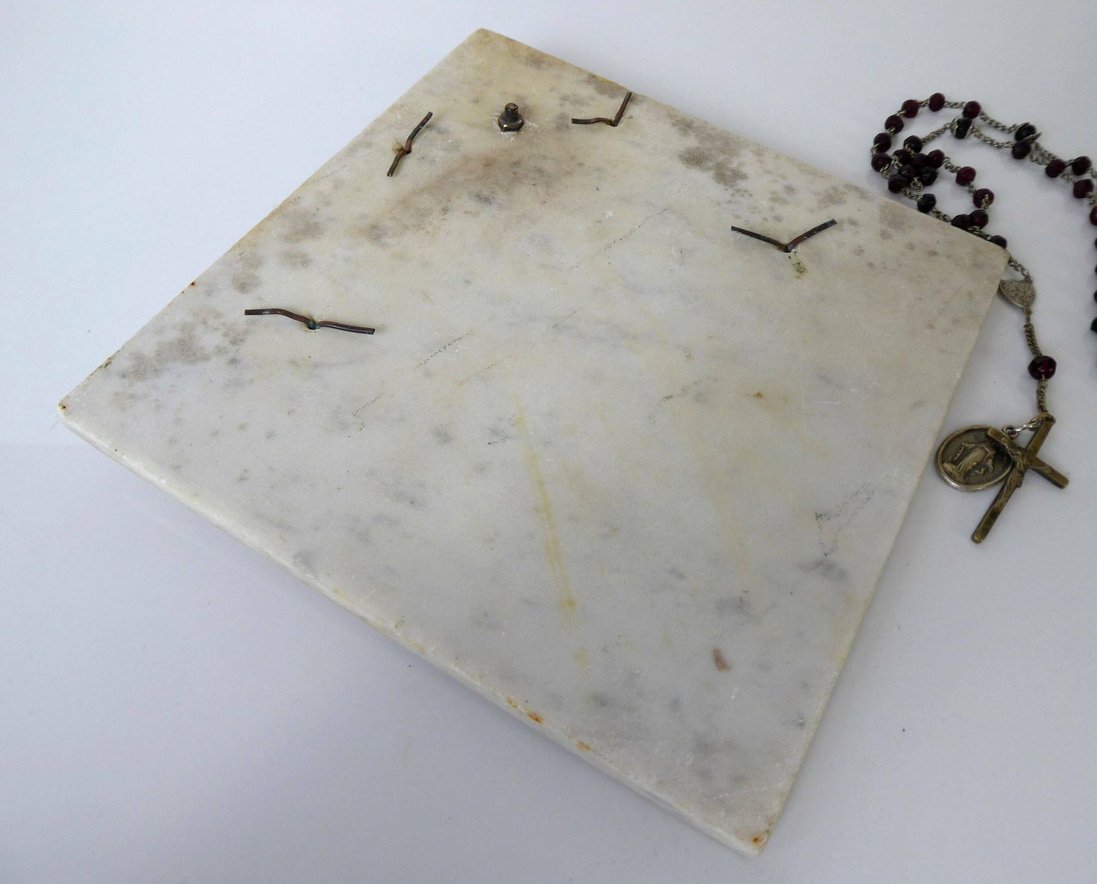 photo for sale First Communion Souvenir | Antique French Religious Souvenir | Marble Plaque