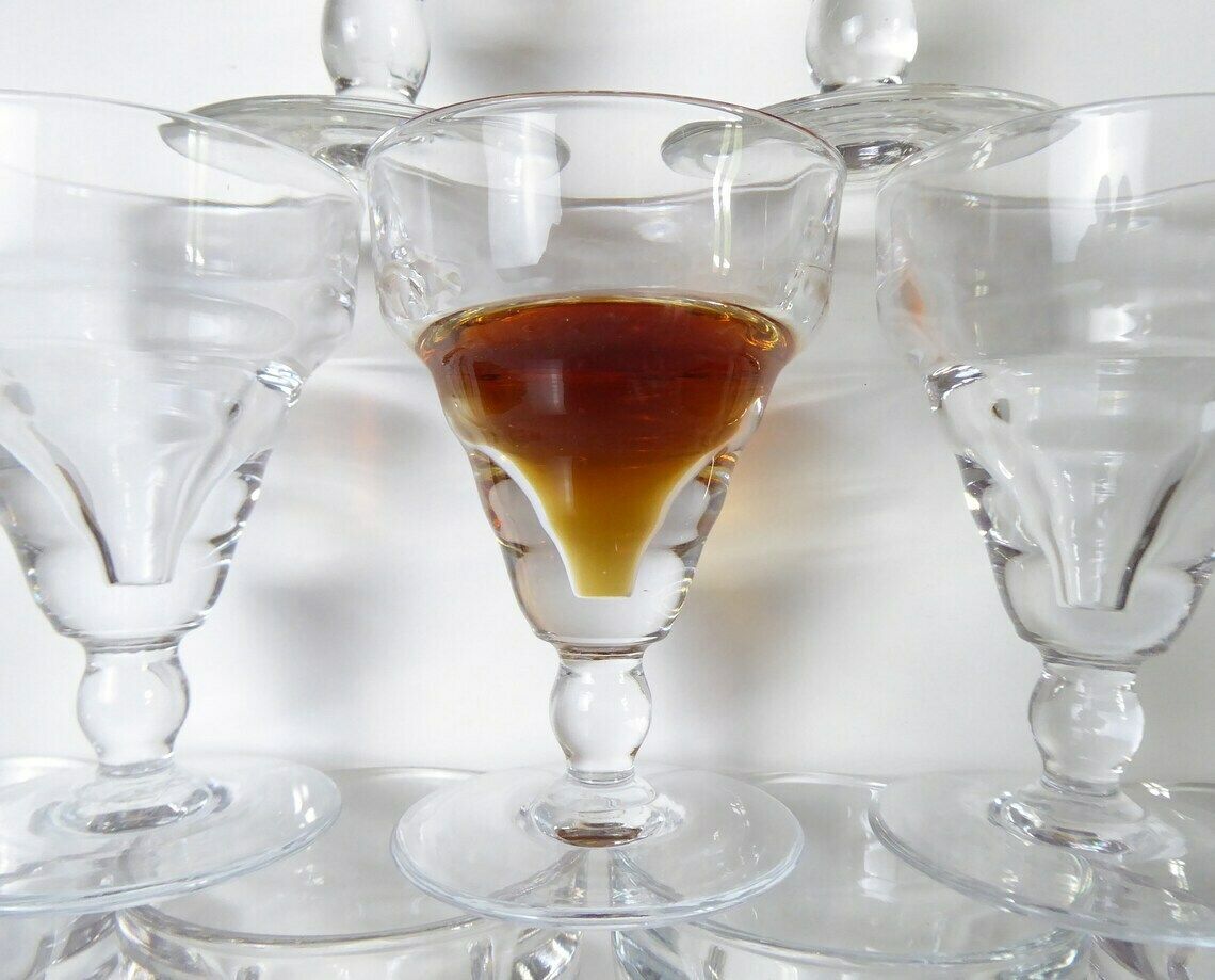 Antique Wine Glasses | Set Of Wine Or Aperitif Glasses | Set Of Nine Stemmed Glasses photo furniture