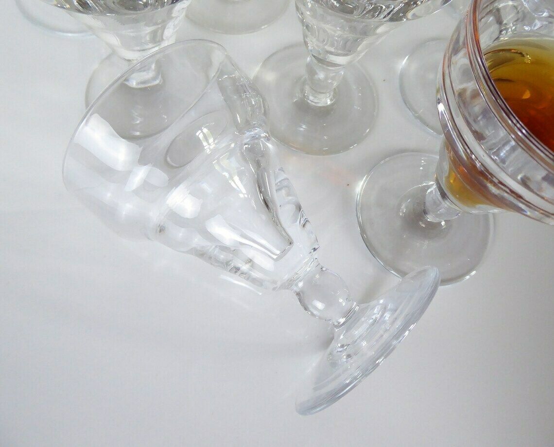 photo for sale Antique Wine Glasses | Set Of Wine Or Aperitif Glasses | Set Of Nine Stemmed Glasses