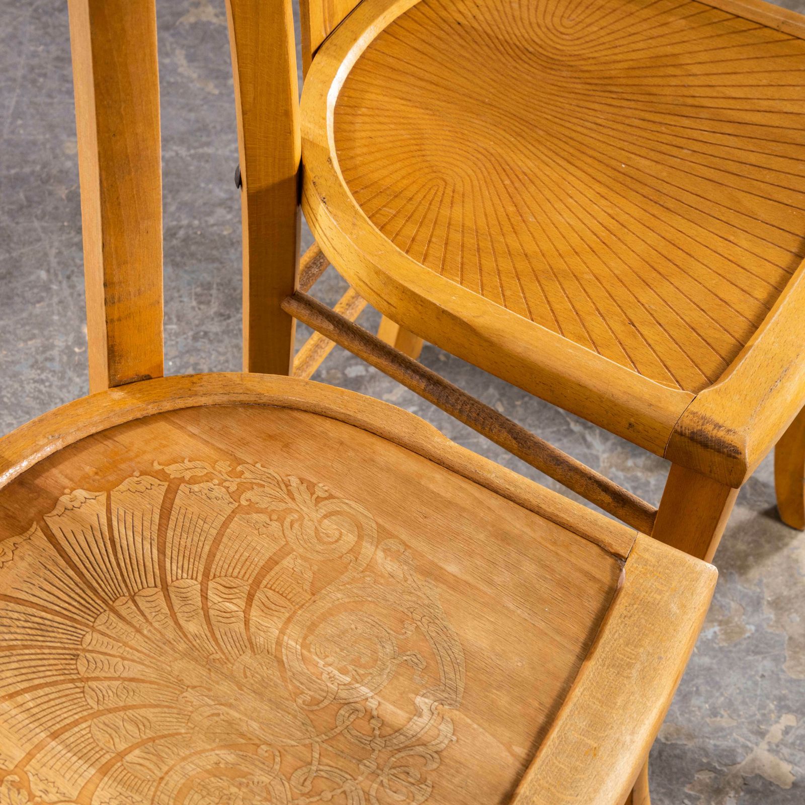 1950’s Luterma French Blonde Decorated Farmhouse Dining Chairs – Set Of Five photo furniture