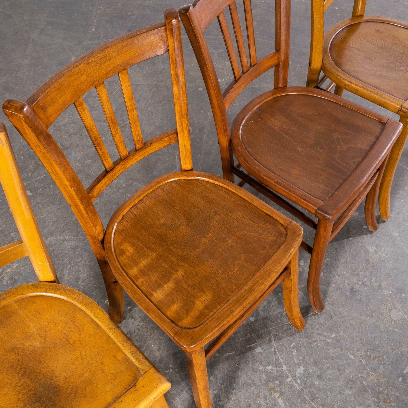 1950’s Standard Blonde Farmhouse French Mixed Dining Chairs – Set Of Four photo 500.0
