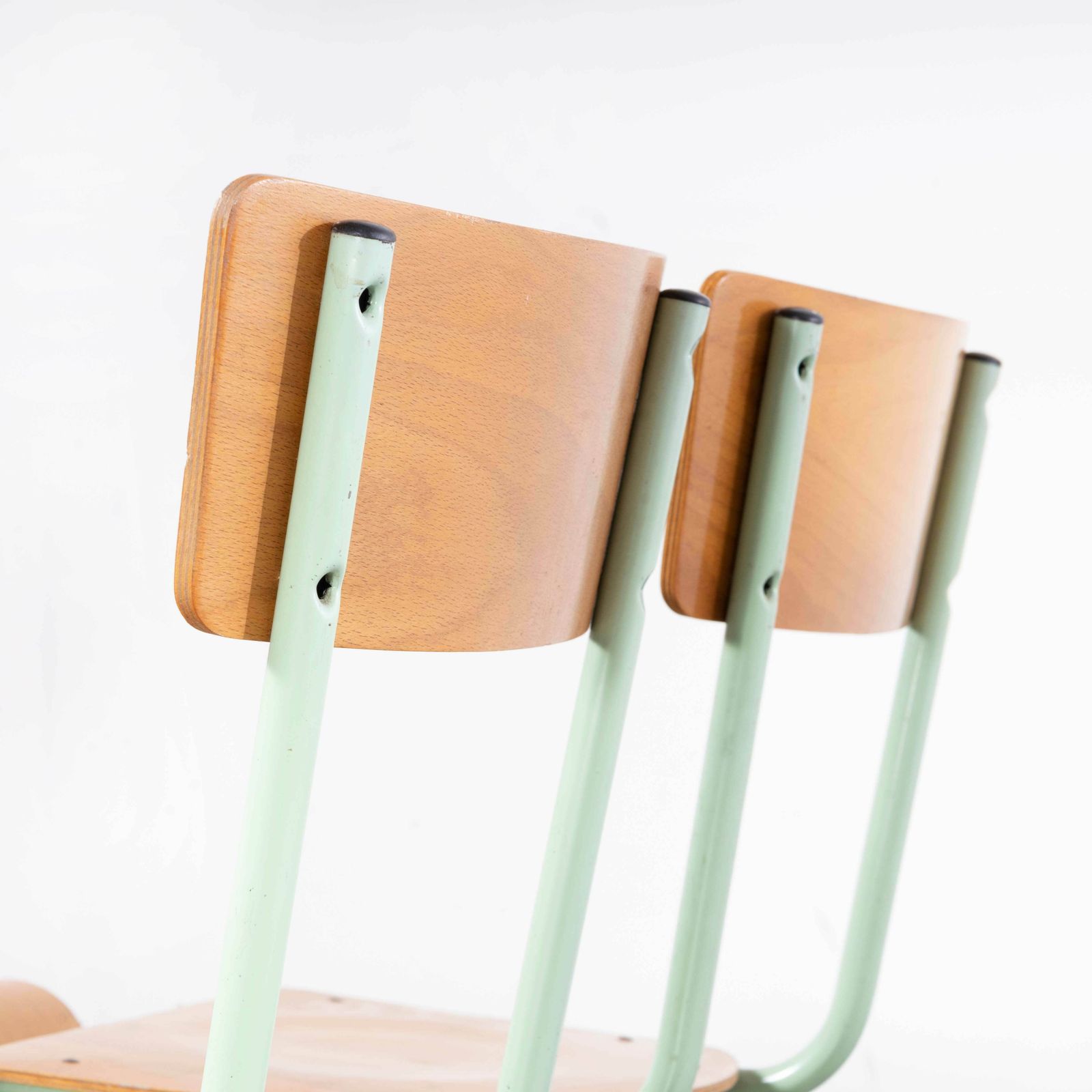1960’s Original Mint French Stacking University Chairs Wide Back – Set Of Four photo furniture