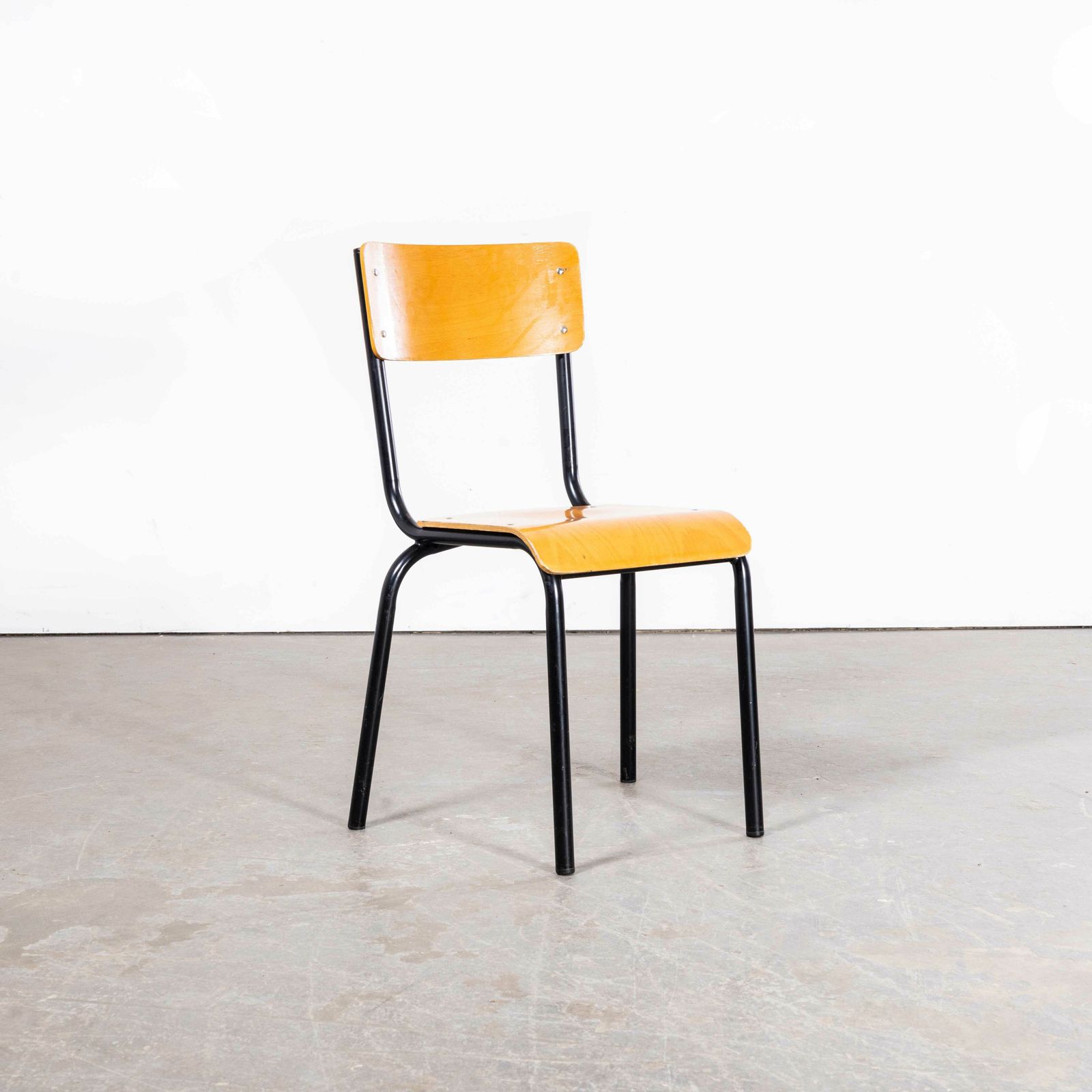 1960’s Original Black French Stacking University Chairs Wide Back – Set Of Six photo 450.0