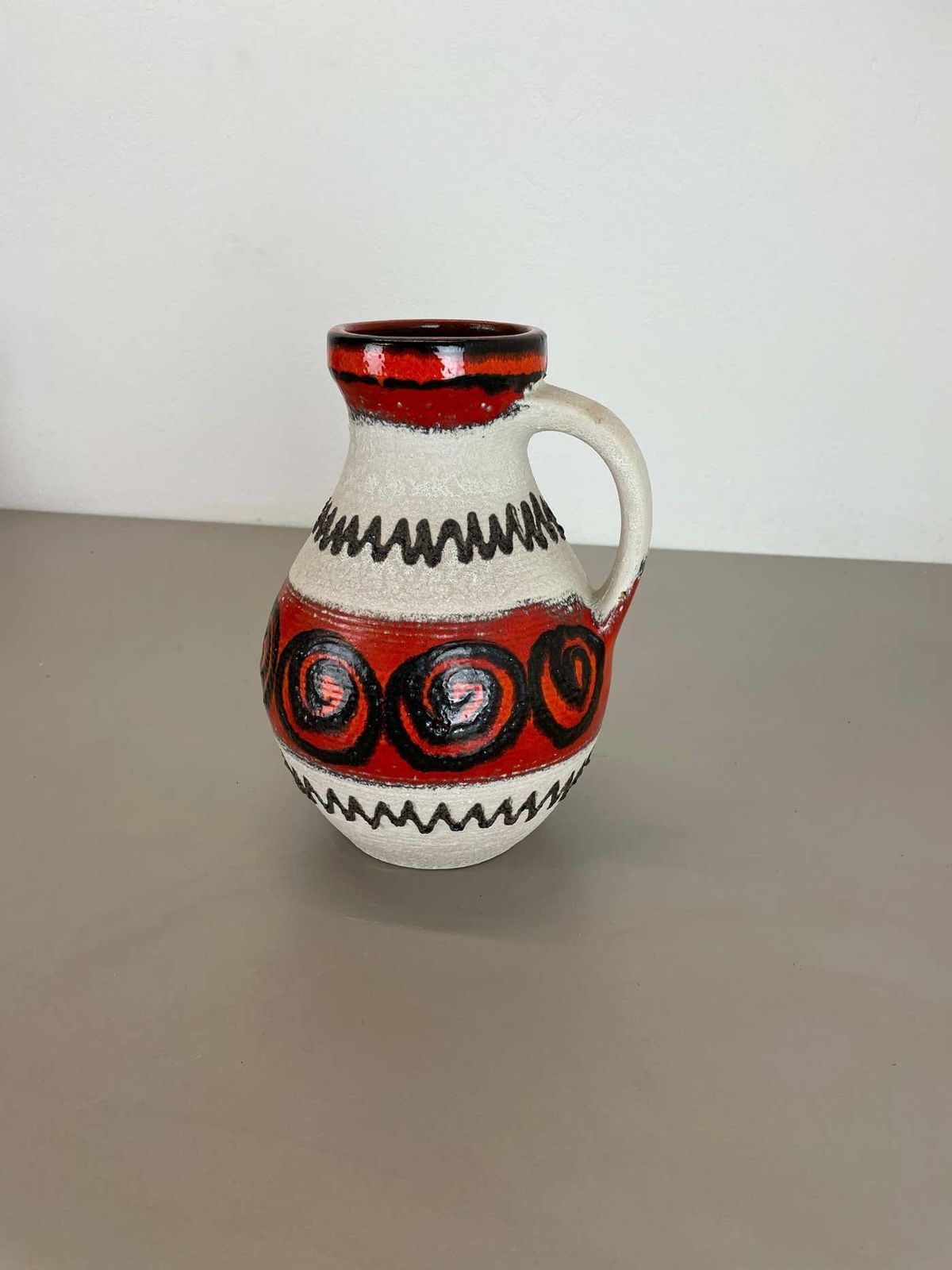 Red White Ceramic Brutalist Vase Fat Lava Carstens Tönnieshof, Germany, 1970s photo 398.0