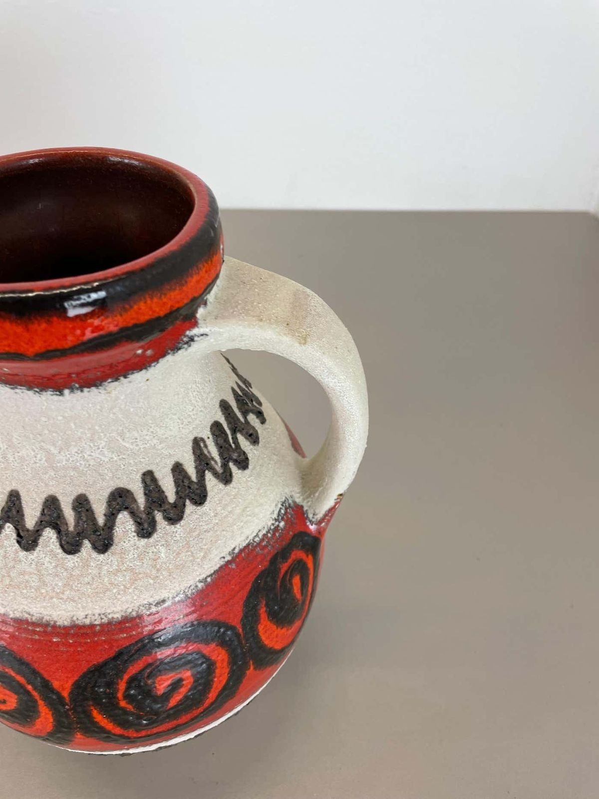 Red White Ceramic Brutalist Vase Fat Lava Carstens Tönnieshof, Germany, 1970s photo buy