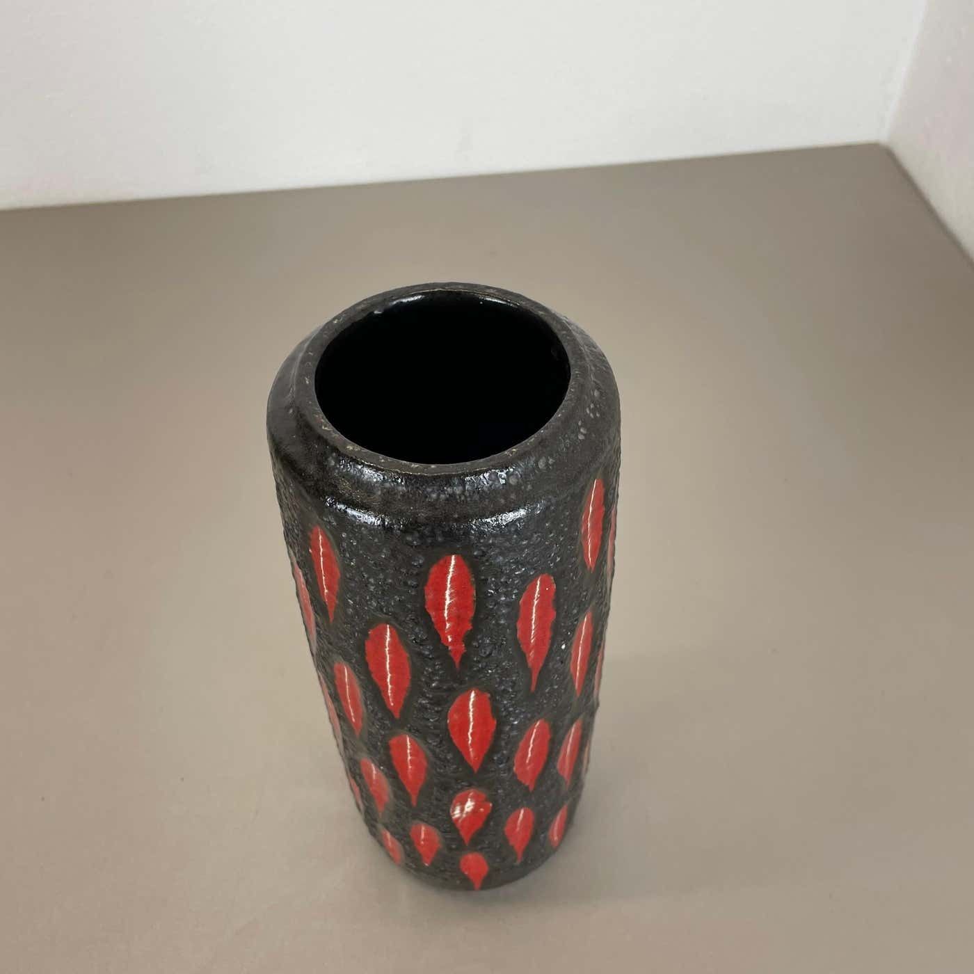 photo buy Extraordinary "Strawberry" Tube Pottery Fat Lava Vase Scheurich, Germany, 1970s