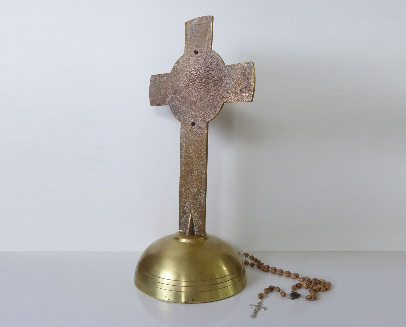 Large Brass Crucifix   Altar Crucifix   Vintage French Table Cross   Religious Gift photo 118.0