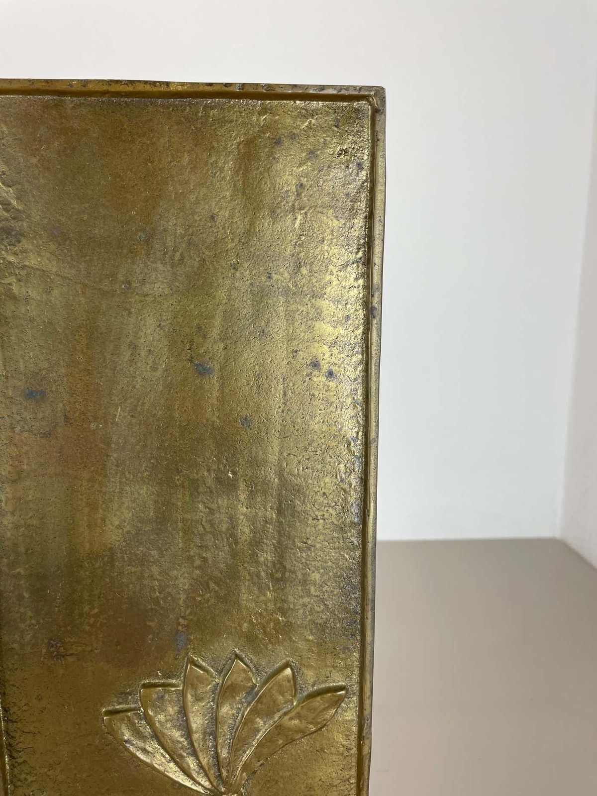 Home Decor Hollywood Regency Solid  Brutalist Floral Brass Umbrella Stand, Italy 1970s photo