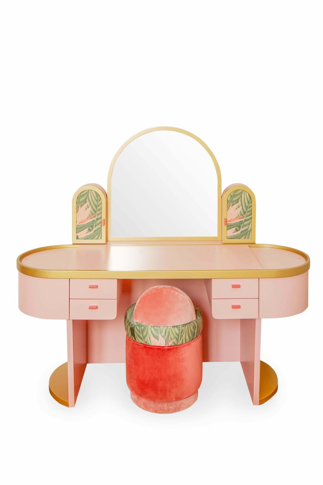 Pink Bedroom Vanity With Velvet Pouff photo 9542.0