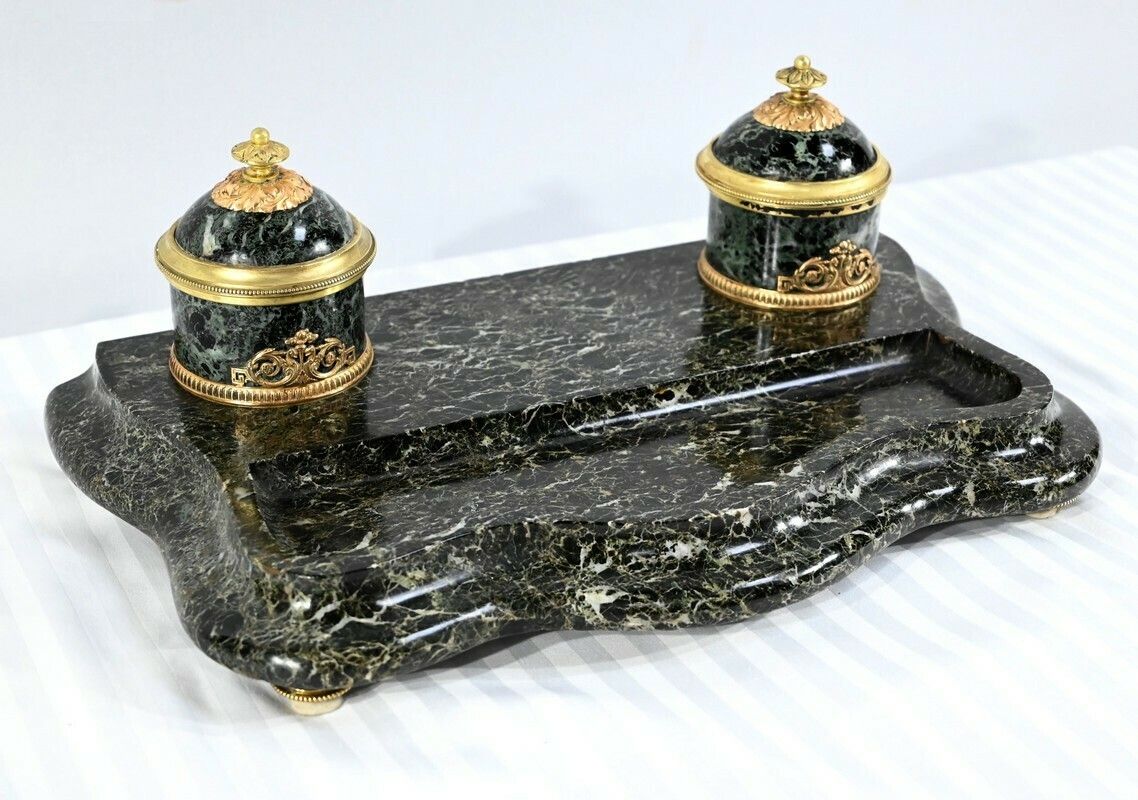 Inkwell In Marble And Bronze, Empire Style   1st Part XIX photo furniture
