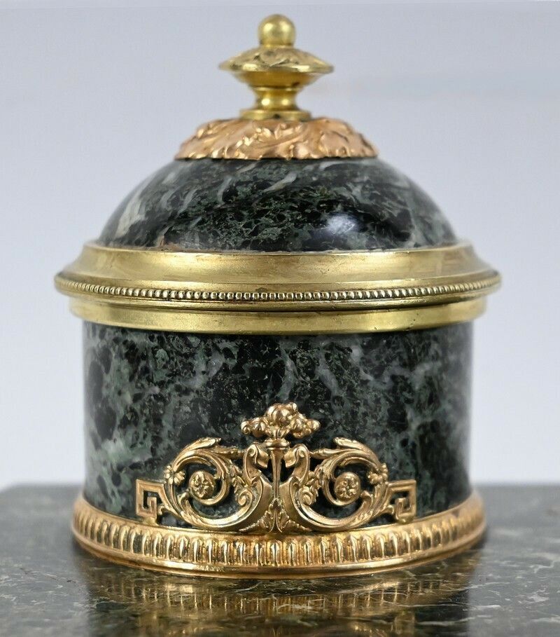 Inkwell In Marble And Bronze, Empire Style   1st Part XIX photo buy