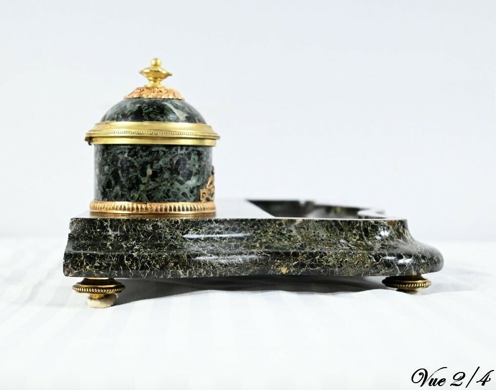 photo vintage Inkwell In Marble And Bronze, Empire Style   1st Part XIX