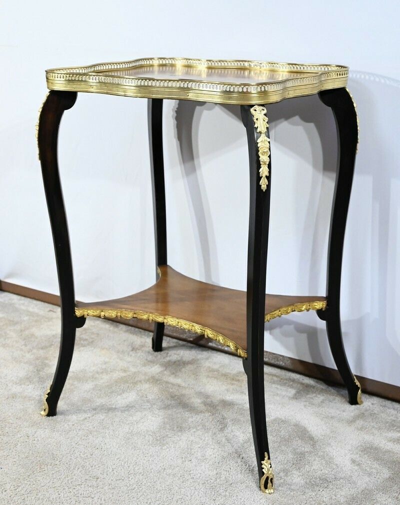 Small Coffee Table In Mahogany And Blackened Wood, Napoleon III Style   Late 19th Century photo for sale