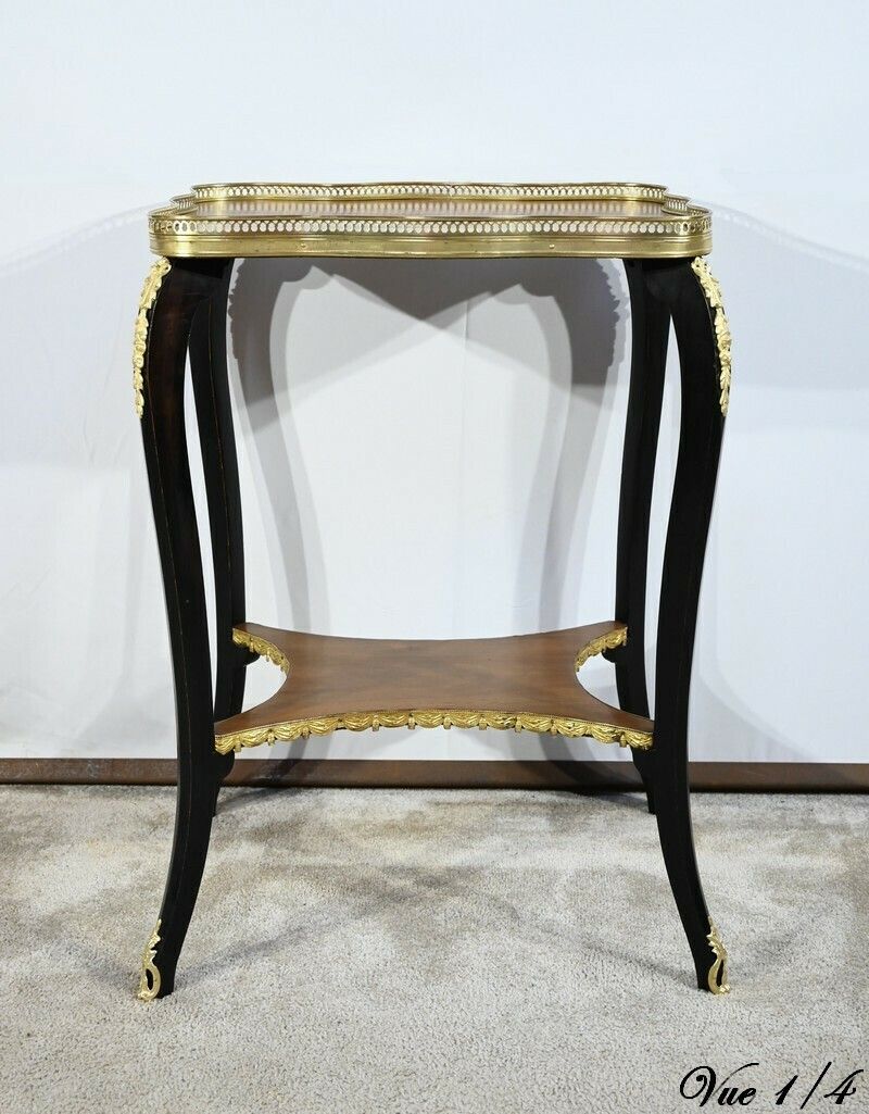 Small Coffee Table In Mahogany And Blackened Wood, Napoleon III Style   Late 19th Century photo buy