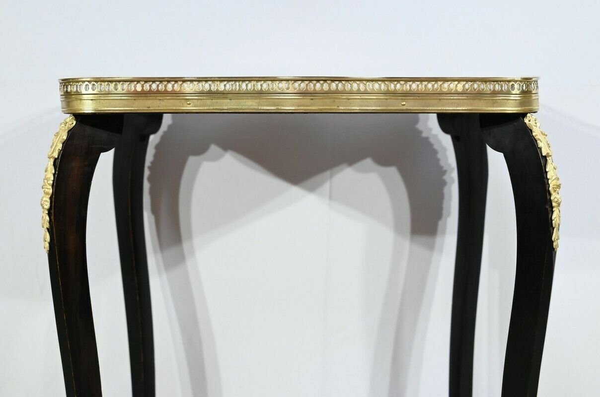 Small Coffee Table In Mahogany And Blackened Wood, Napoleon III Style   Late 19th Century photo vintage