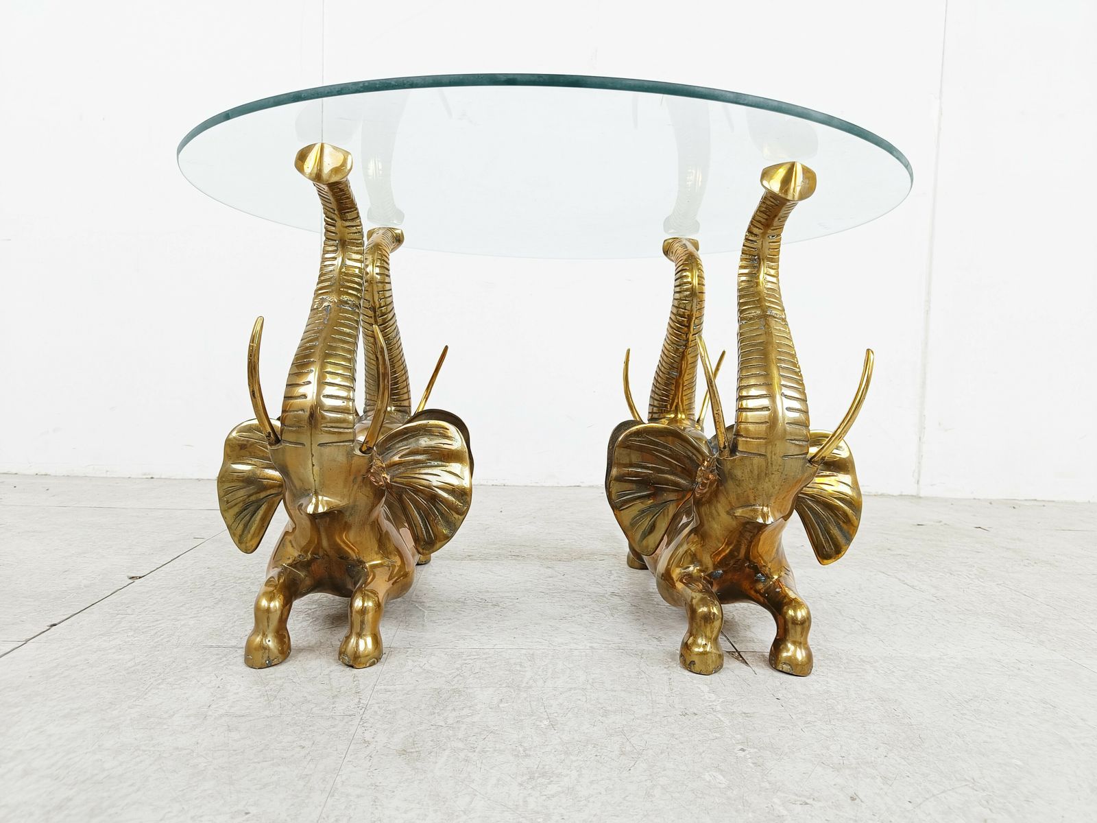 Vintage Brass Elephant Coffee Table, 1970s photo buy