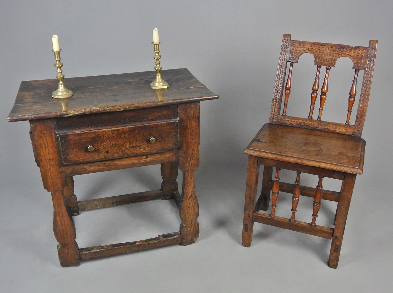 Rare And Beautiful Walnut And Yew Spindle 'Back Stool' Chair C. 1600 photo for sale