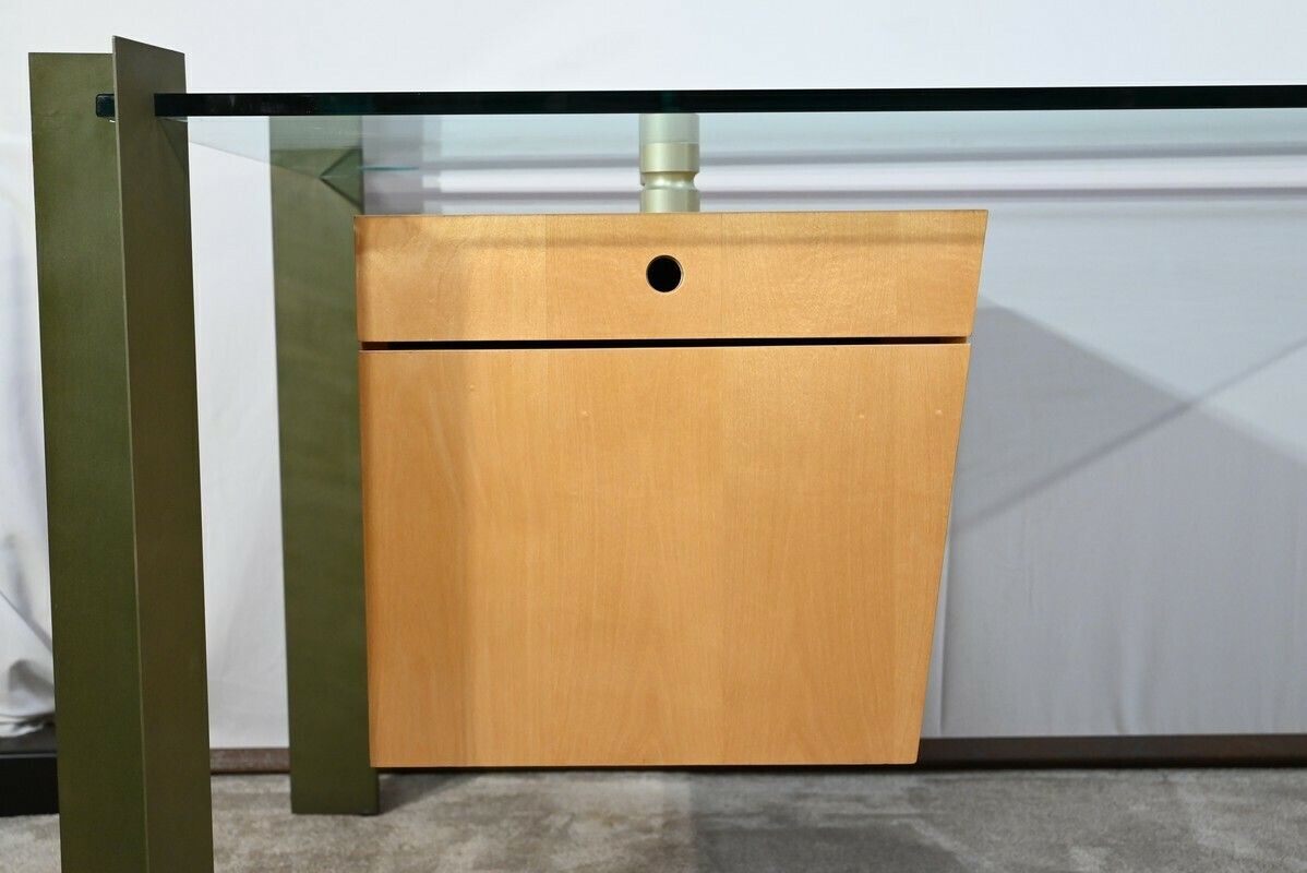 Bureau En Verre Et Sycomore, Par J.Rondineau Pour Le Cabinet Xi Design – Fin Xxe photo buy