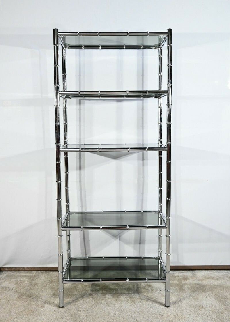 5 Tier Shelf In Chromed Metal, Bamboo Spirit – 1970