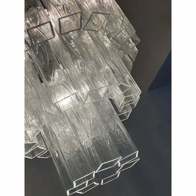 Contemporary Clear "Square Tubes" Murano Glass Chandelier photo vintage
