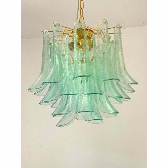 Contemporary Green Wather Murano Glass "Sella" Chandelier With Gold 24k Metal Frame photo for sale