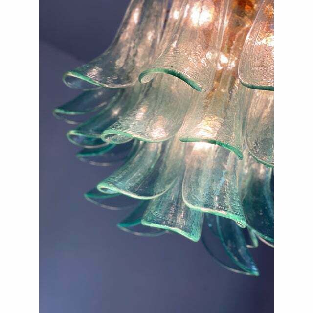 Contemporary Green Wather Murano Glass "Sella" Chandelier With Gold 24k Metal Frame photo buy