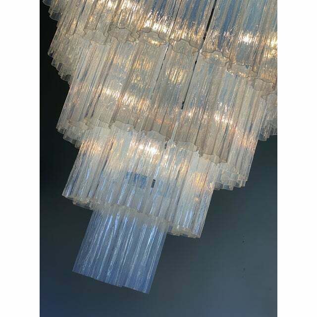 Contemporary Opalino“Tronchi” Murano Glass Chandelier In Venini Style photo vintage