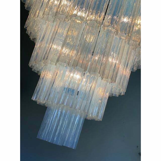 photo furniture Contemporary Opalino“Tronchi” Murano Glass Chandelier In Venini Style