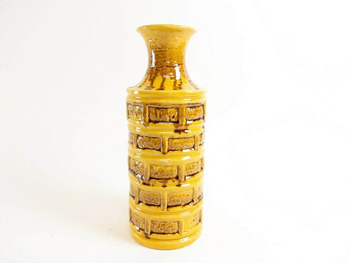 West German Pottery   Yellow Ceramic Vase By übelacker Keramik   Mid Century Modern Design   ü Keramik Form 509 30