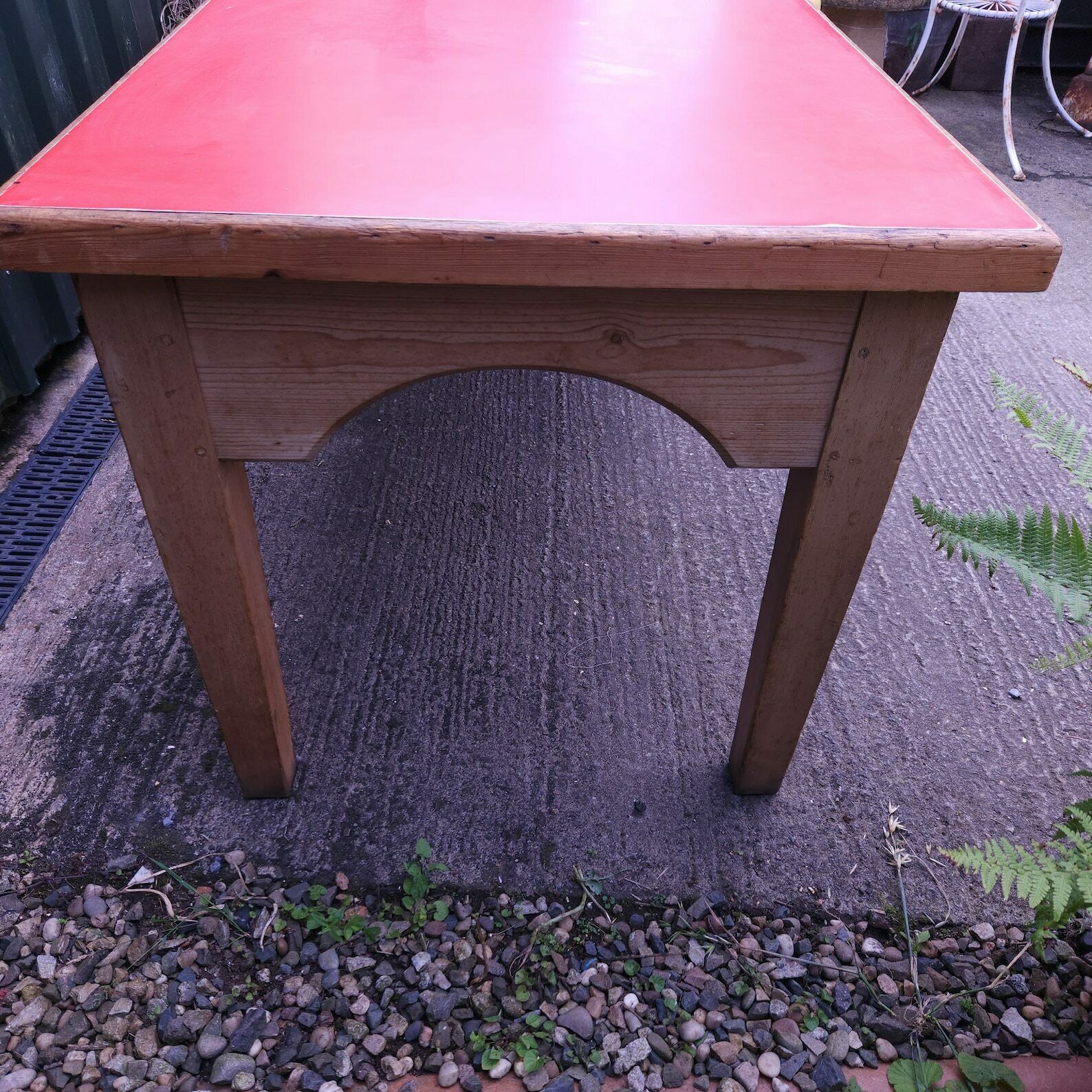 1950's Vintage Red Formica Topped Pine Librarytable, Quirky Dining Or Kitchen photo Furniture
