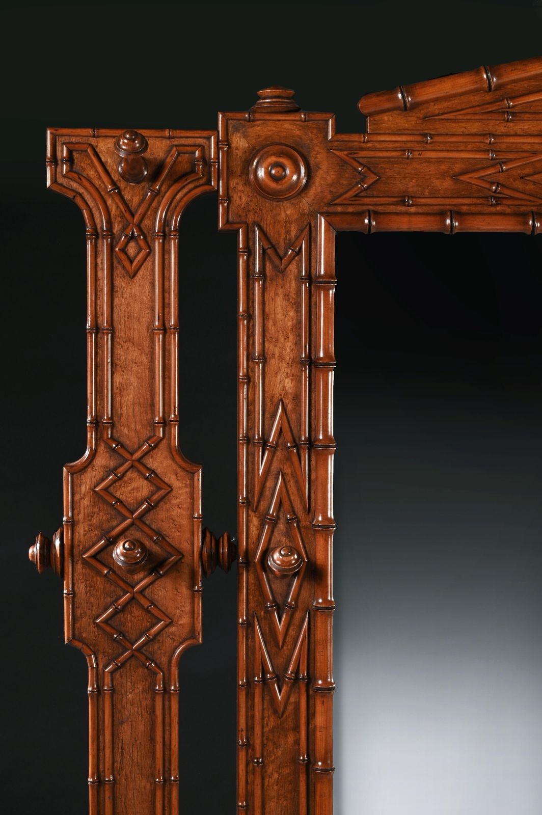 French Aesthetic Period Japonisme Birdseye Maple Faux Bamboo Hall Stand photo for sale