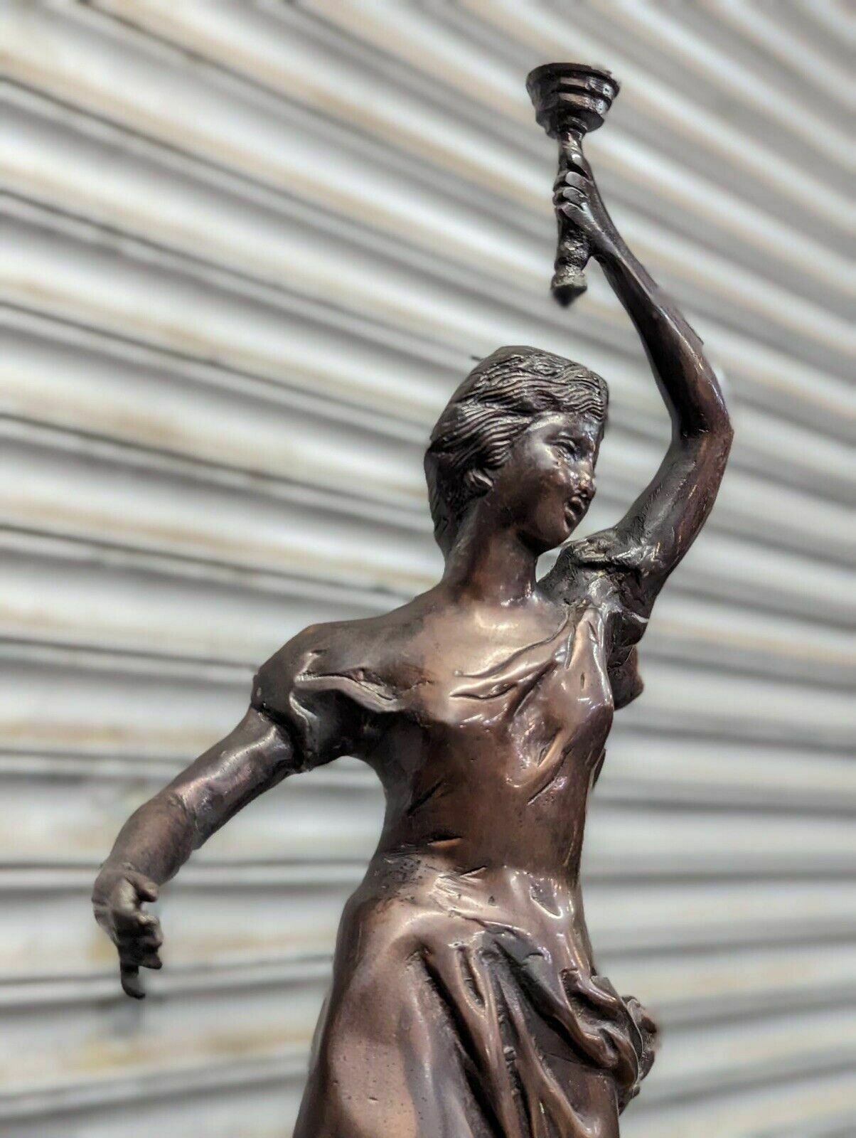 Bronze Lady With Torch Statue photo Home Decor