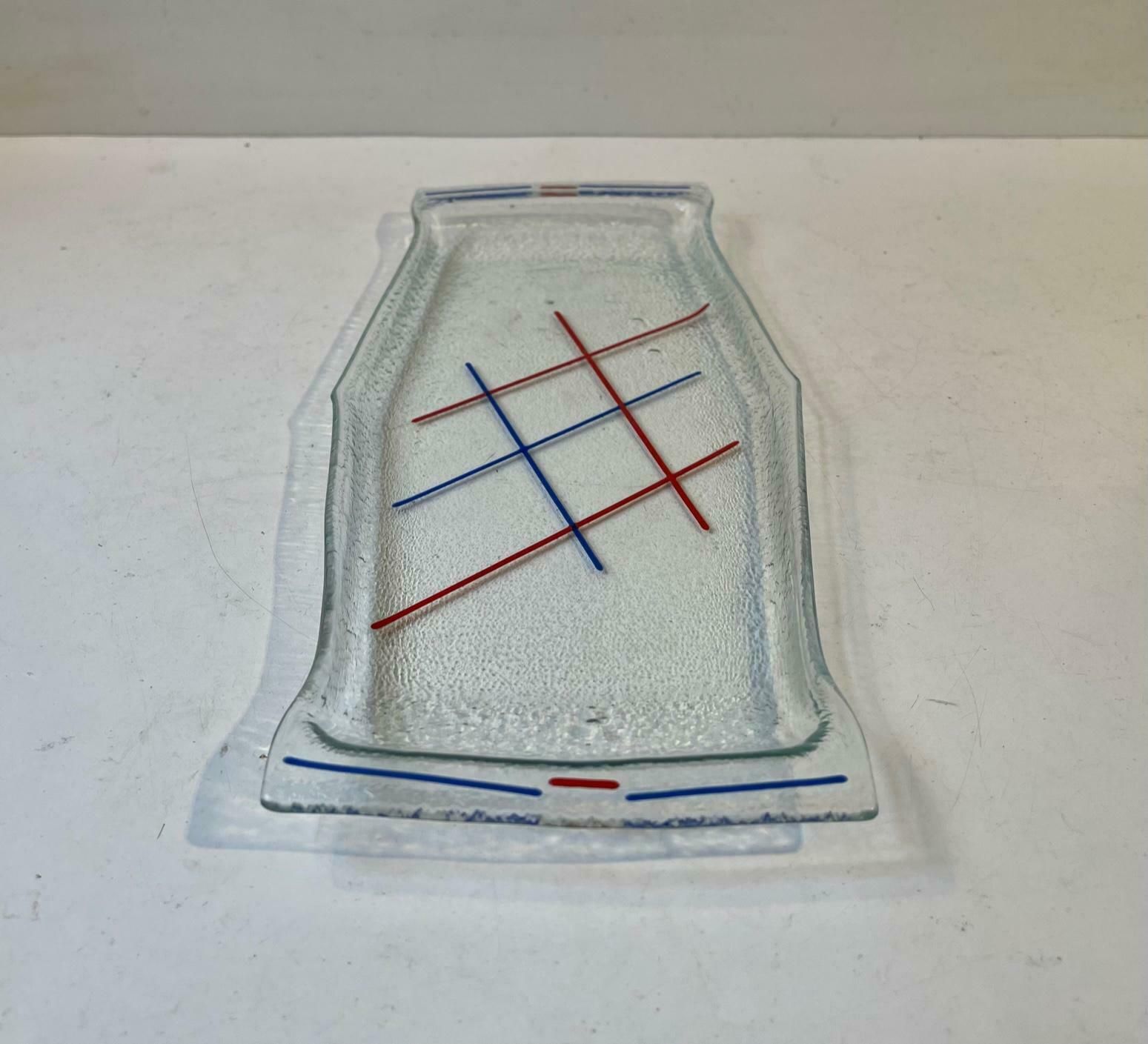 French Modernist Perfume Glass & Enamel Tray In The Style Of Mondrian