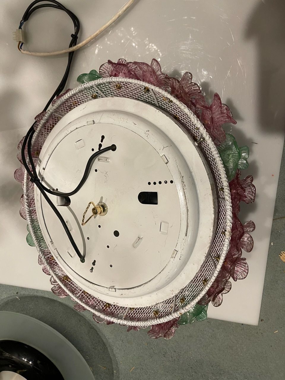 Large Murano Glass Flower Flushmount 1970’s photo 1500.0