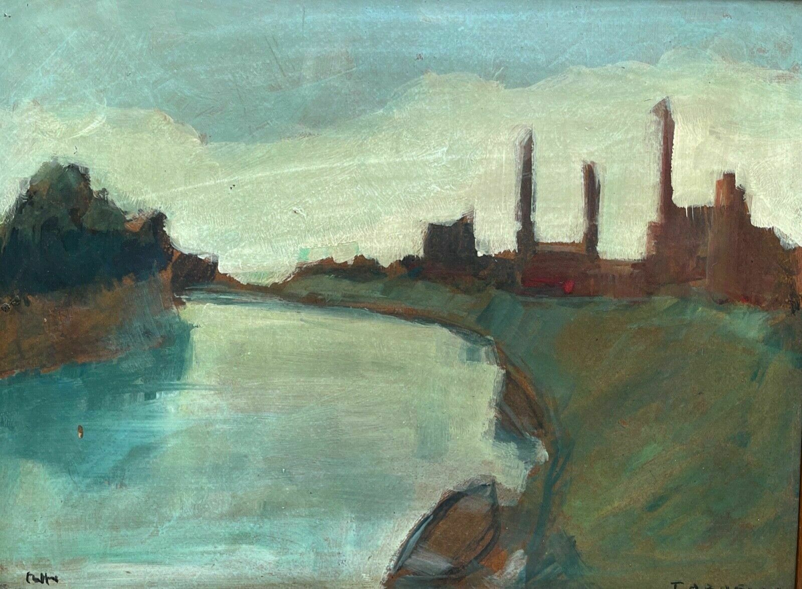 Oil Painting On Table, Landscape, 20th Century Tardelli photo furniture