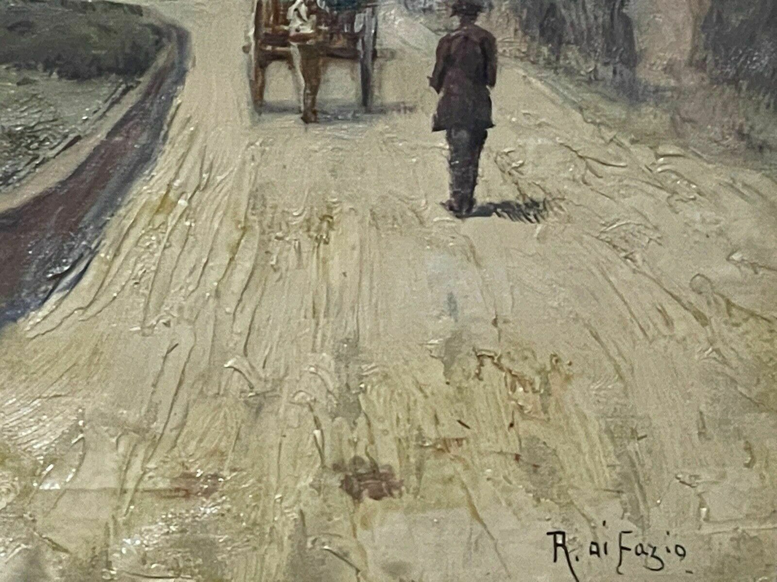 Oil Painting On Canvas, Sicilian Landscape, Rosary Of Fazio, 20th Century photo for sale