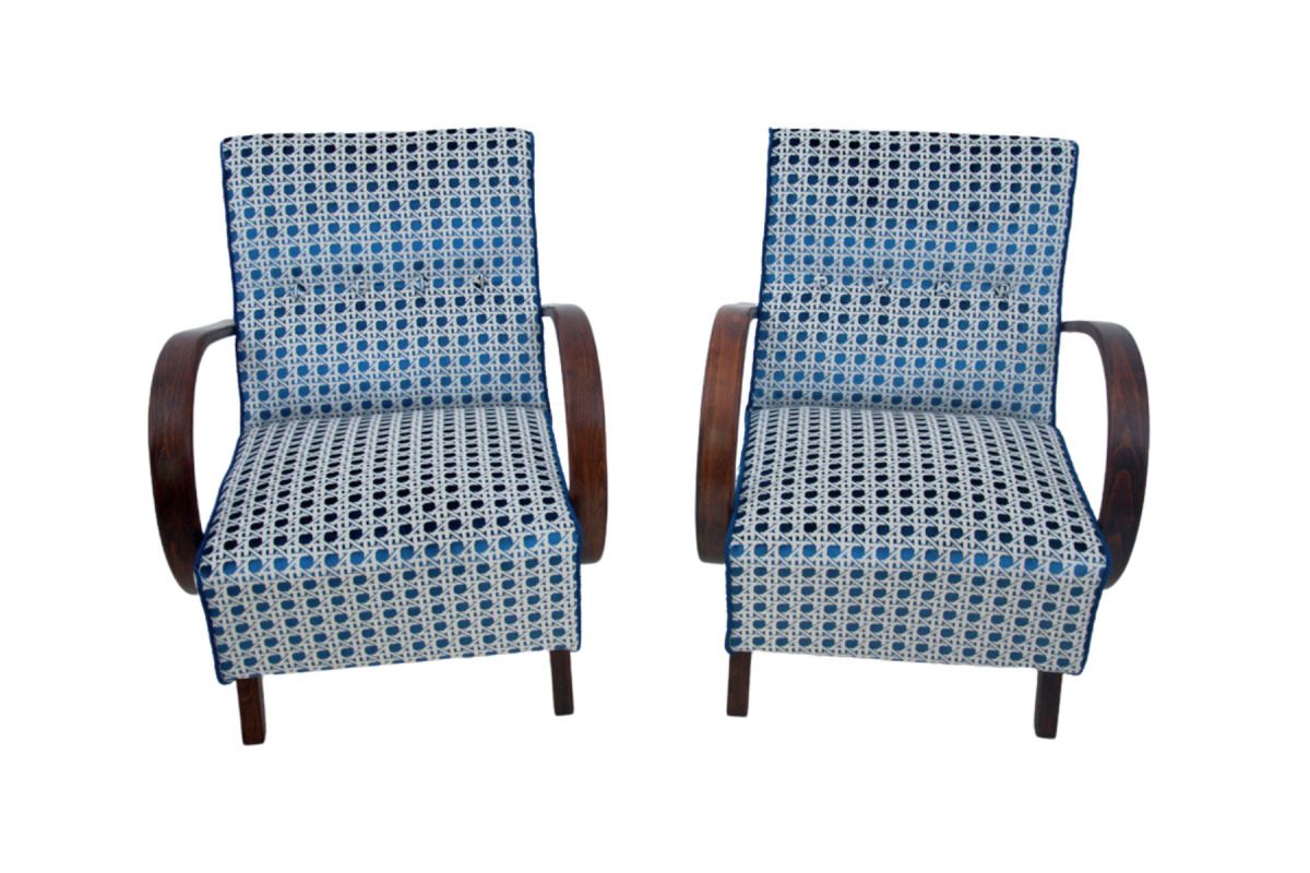 A Pair Of Art Deco Armchairs From The 1930s. Armchairs Designed By J. Halabala. photo for sale