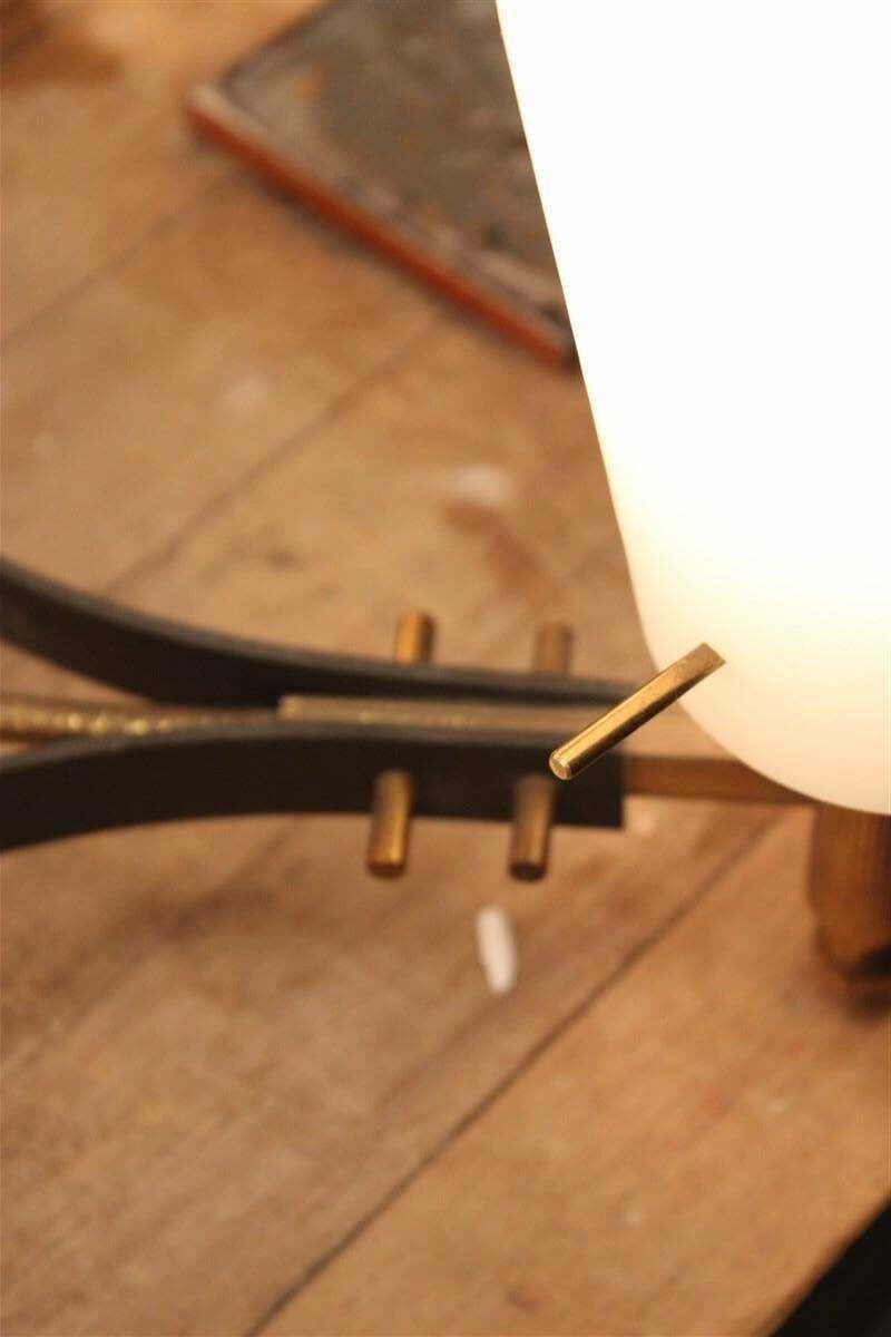 photo buy Round Mid Century Italian Stilnovo Chandelier Brass And White Murano Glass 1950