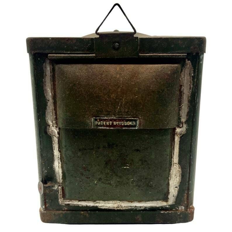 Antique Wall Hanging "Reliance" Tin Oil Lamp   Dark Red Glass   Lighting Decor photo furniture