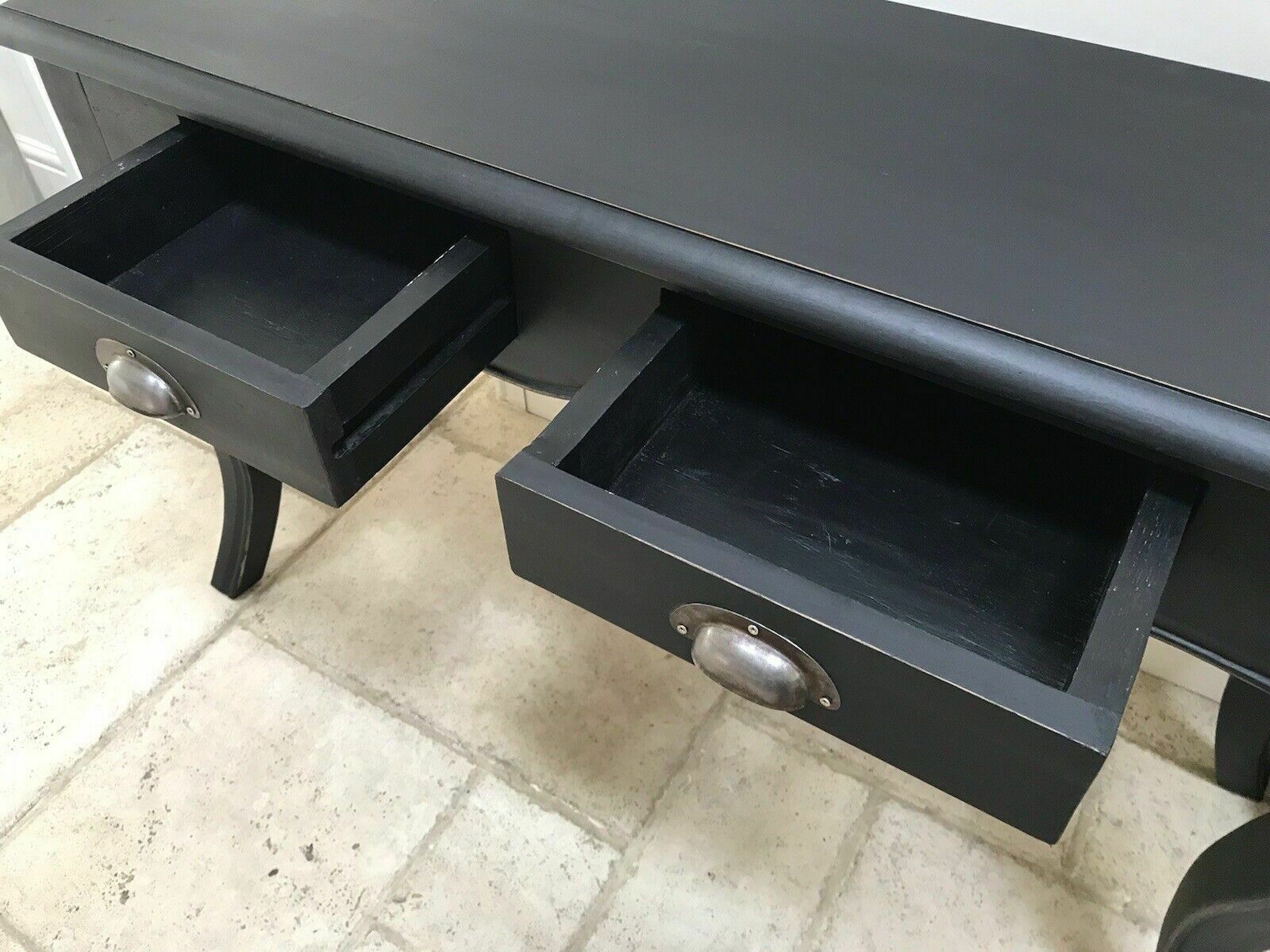photo for sale Black Painted French Style Reproduction Console Hall Dressing Writing Side Table